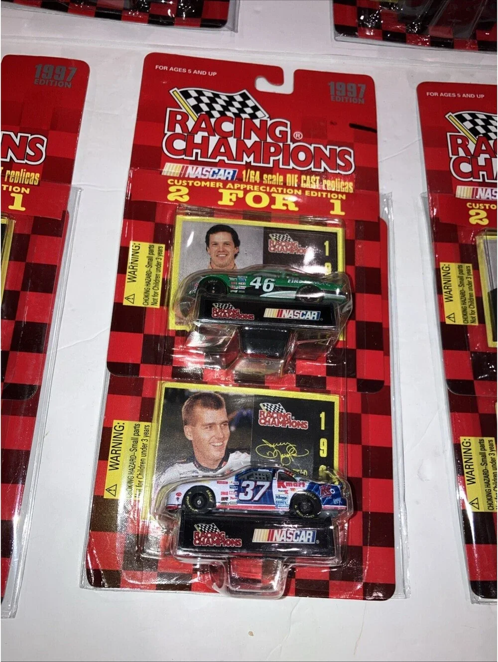 LOT OF 5 VINTAGE 1997 NASCAR Racing Champions 2 for 1 Packs 1/64 Die Cast NEW
